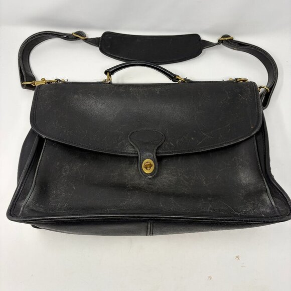 Vintage Jack Georges black messenger bag vintage brass briefcase leather